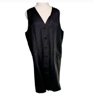 HARVE BENARD linen blend vest tank button front shirt dress size 12 large L